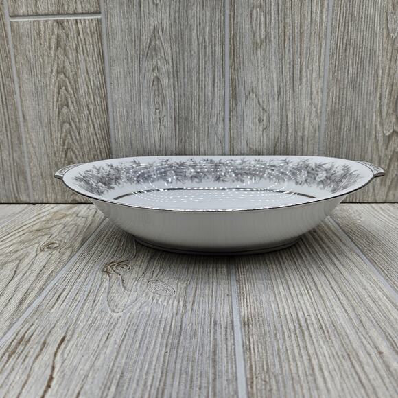 Sango Florentine 10" Oval Vegetable Serving Bowl Vintage Japan Platinum Trim - Picture 3 of 8